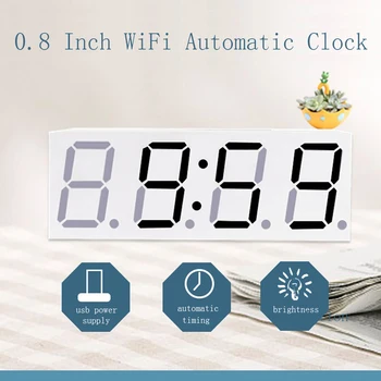 0,8-дюймовый ламповый Модуль Wi-Fi-часов, Автоматические часы DIY, Цифровые Электронные часы с регулируемой Яркостью 8 Уровней, USB-источник питания