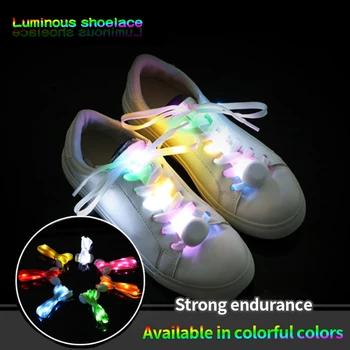 1 Пара Светодиодных Светящихся Шнурков Для Обуви, Светящиеся Нейлоновые ленты Для Ночного Бега, Мигающие Детские Шнурки Для Обуви С Батарейками, Светящиеся Шнурки Для Обуви