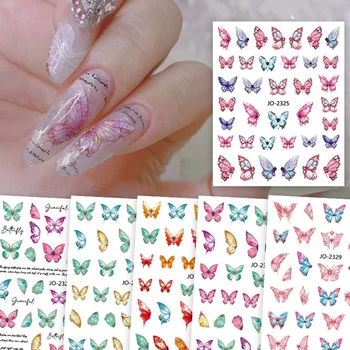 1 шт. 3D Красочные наклейки с бабочками для ногтей, летние Свежие цветочные наклейки для ногтей, Бронзовые наклейки с Кленовыми листьями