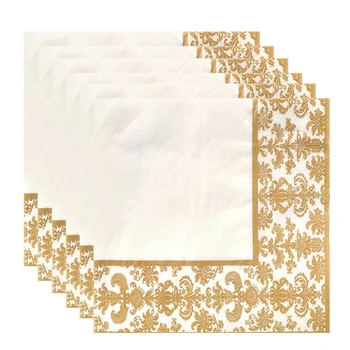 100шт одноразовых салфеток с золотой печатью, салфетки из папиросной бумаги с принтом для ресторана и отеля (золотой + белый)
