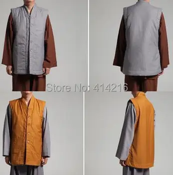 2 цвета унисекс буддийский монах зимнее теплое пальто одежда для боевых искусств кунг-фу униформа одежда желтый/серый