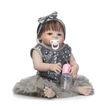 22 дюйм(ов) цельная силиконовая кукла 56 см, красивые куклы с волосами принцессы для девочек, игрушки для детей, подарки на день рождения, juguetes bjd