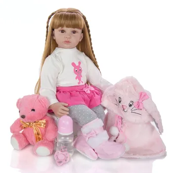 24 дюйма. Длинные Волосы Реалистичная Кукла Возрождения 24-Дюймовый Виниловый Силиконовый подарок для новорожденной девочки