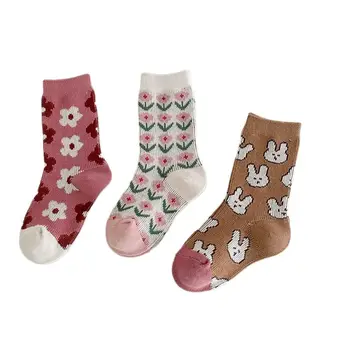 3 пары/лот, осенне-зимние носки с двойной иглой от 3 до 12 лет с милыми героями мультфильмов для мальчиков и девочек