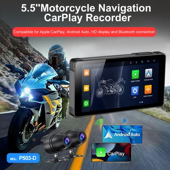 5,5-Дюймовый Портативный Мотоциклетный Специальный навигатор IPX7 Водонепроницаемый Навигационный Рекордер Беспроводной CarPlay Android Auto Bluetooth
