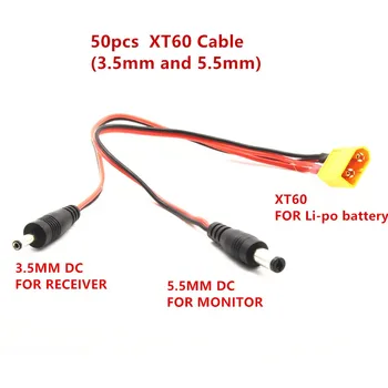 50 шт./лот Линия питания XT60 Штекерный кабель постоянного тока для подключения Липо-аккумулятора и дисплея монитора и приемника Boscam 5.8G для FPV Aeria