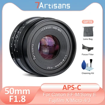 7artisans 7 artisans Портретный Объектив Prime С Большой Диафрагмой 50 мм F1.8 Для камеры Fujifilm XF Canon EOS-M Sony E Micro с креплением 4/3