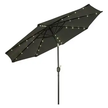 9-дюймовый зонт для патио Black Octagon Deluxe на солнечной батарее со светодиодной подсветкой