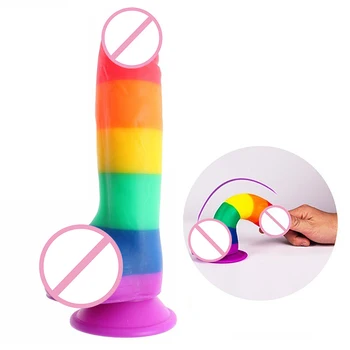 BALCKWOLF Rainbow Огромные Фаллоимитаторы Реалистичный Член С Присоской Большой Пенис Секс-игрушки для взрослых Для Женщин, Пар, Эротические Секс-товары