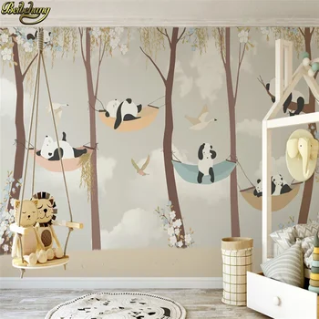 beibehang Пользовательские 3D обои фреска детская комната ручная роспись милая сонная панда ива цветы ТВ фон обои