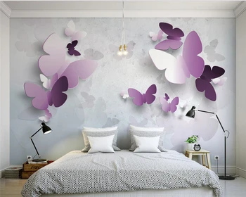 Beibehang Фотообои с бабочкой Спальня 3D Гостиная ТВ Фон обои для стен 3D Настройка любого размера обоев