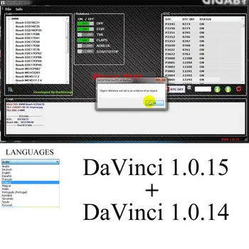 DaVinci 1.0.15 + DaVinci 1.0.14 Версия ECU DPF EGR TVA ЗАКРЫЛКОВ DTC ADBLUE Erase DTC