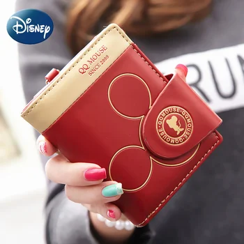 Disney Кошелек для женщин с Микки Маусом, милый кошелек, держатель для удостоверения личности с застежкой-молнией, Портативный кошелек для монет, Роскошный подарок на День рождения
