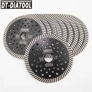 DT-DIATOOL 10 шт. Диаметр 125 мм/5 дюймов Алмазные Узкие турбопильные диски с несколькими отверстиями для резки Мрамора и гранита