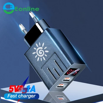 EONLINE 2 USB Зарядное Устройство СВЕТОДИОДНЫЙ Дисплей 3.1A EU US Plug Быстрая Зарядка Смарт-Зарядное Устройство Для мобильного телефона iPhone 11 XR Samsung Xiaomi