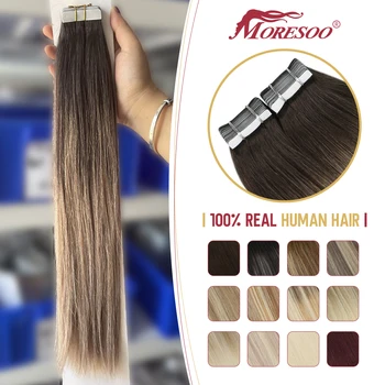 Moresoo Лента для наращивания человеческих волос из 100% натуральных прямых волос Remy 2,5 Г/ШТ Бразильские волосы Бесшовные Невидимые