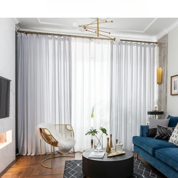 Net Celebrity Ins Тюлевые шторы в скандинавском стиле из рыбьей кости для гостиной, столовой, спальни, Серый Кружевной Полупрозрачный Занавес для домашнего декора