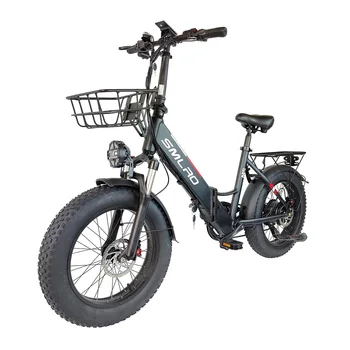 Smlro M5 Электрический Складной Велосипед Fat Mountain Bike 48V 1000W Мотор 10Ah Ebike 20x4,0 Взрослый Мопед Для женщин С Передней Корзиной