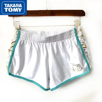 TAKARA TOMY/ Студенческие Летние Тонкие Свободные хлопковые спортивные шорты Hello Kitty, Женские дышащие Простые Повседневные брюки с защитой от света