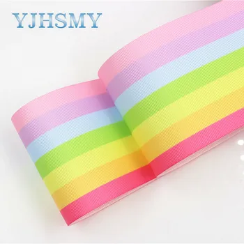 YJHSMY G-18829-1052,10 ярдов 75 мм разноцветных лент в крупный рубчик с принтом, аксессуары для одежды, подарочная упаковка, Материал ручной работы 