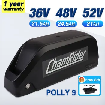 Аккумулятор ChamRider 48V20AH 52V ebike Battery 21700 Polly DP-9 Downtube 18650 литиевая батарея 350 Вт 500 Вт 750 Вт 1000 Вт 1500 Вт 40A BMS