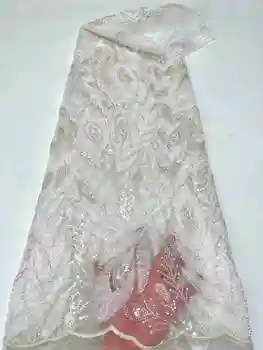 Африканская Кружевная ткань с блестками, Роскошная Французская Нигерийская Кружевная ткань с сеткой из бисера, Высококачественный Материал для Шитья свадебного платья в Дубае