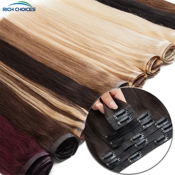Богатый Выбор Бесшовных полиуретановых зажимов для наращивания волос Remy Human Hair 7шт 115 г, лента для наращивания волос на всю голову