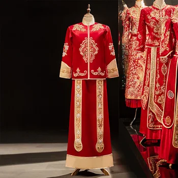 Винтажный Свободный Костюм Жениха Эпохи Тан Традиционное китайское Свадебное платье С атласной Вышивкой Ципао Костюм Дракона Vestido Oriental Mens