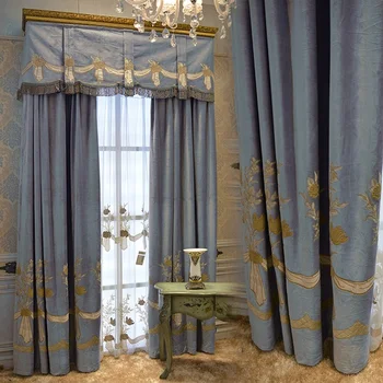 Высококачественная европейская байковая ткань для штор с вышивкой, ширма для окон, гостиная, спальня, американские товары для штор, шторы