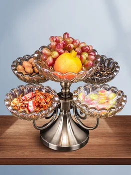 Высококачественная хрустальная Многослойная Фруктовая тарелка для интернет-знаменитостей, Журнальный столик в современной гостиной, Роскошная бытовая фруктовая тарелка