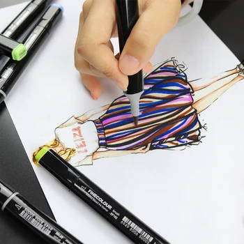 Двуглавая кисть Finecolour EF102, маркер для эскизов, ручка для манги, профессиональные канцелярские принадлежности для рисования, художественные маркеры