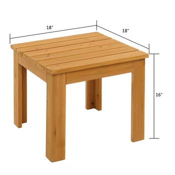 Деревянный Квадратный Торцевой столик для патио, журнальный столик для бистро, натуральный для внутреннего дворика, пляжа, двора