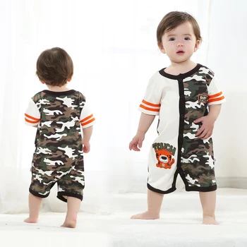 детский комбинезон с тигровым камуфляжем, комплект одежды для мальчиков, камуфляжные комбинезоны для младенцев, рубашки с короткими рукавами, цельная одежда