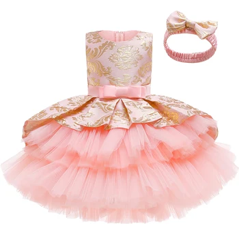 Детское Кружевное Вышитое Элегантное платье Принцессы без рукавов для девочки с цветочным узором, торт для Вечеринки в честь Дня рождения, Свадебные платья 2021, Детская одежда