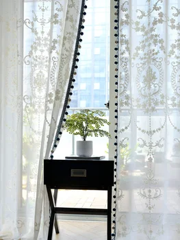 Европейский стиль, шторы для гостиной, столовой, спальни, вышивка из белой марли, высококачественная кружевная вышивка, оконный экран