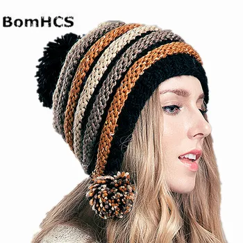 Женская шапка BomHCS, Осенне-зимняя бейсболка, 100% Вязаная шапка ручной работы, Модистки, Вязаные шапки, Кепки