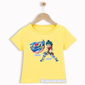 Забавная детская одежда, футболка, крутые футболки для мальчиков с принтом аниме Beyblade Burst Evolution, одежда для мальчиков с героями мультфильмов, летние желтые топы