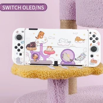 Защитный чехол Nintendo Switch OLED Lovely Cat Party, жесткий чехол для ПК, игровой контроллер JoyCons, корпус для OLED-аксессуаров Switch