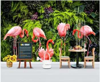 Изготовленная на заказ фотообоя 3d обои Тропический лес банановый лист фламинго домашний декор гостиной обои для стен 3 d в рулонах
