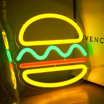 Изготовленный на Заказ Неоновый светильник для Гамбургеров, Акриловая форма Ананаса, Неоновые вывески для быстрого питания, для вечеринки, магазина, ресторана, украшения дома 5 В 20 см
