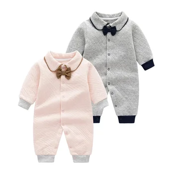 Комбинезон для новорожденных, трехслойный хлопчатобумажный теплый комбинезон для младенцев, пижама, воздушная хлопчатобумажная детская одежда, осенне-зимняя одежда для ползания, Детская одежда