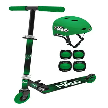 Комбинированный скутер - зеленый - включает в себя 1 скутер, 1 шлем для скутера, 2 налокотника и 2 наколенника! Предназначен для гонщиков весом от 5 до 220 фунтов -