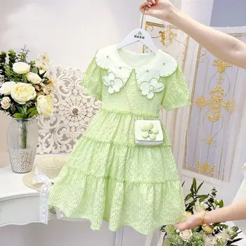 Летние Платья для девочек 2023, Новая Корейская версия, Милое Детское платье для девочек-подростков, Платье Принцессы