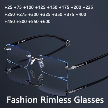 Лидер продаж, модные очки для чтения с синим светом, мужские Квадратные очки для чтения без оправы для женщин, изысканные TR90