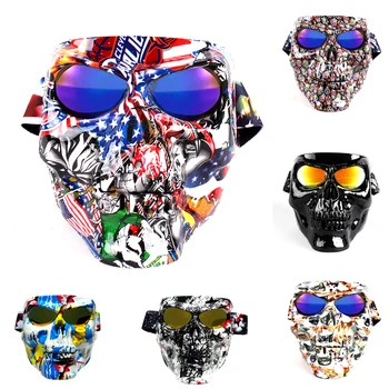 Маска для лица с черепом и защитными очками, Мотоциклетные Пылезащитные маски, шлем, Мото Каско, Защитная маска для лица, Велосипедные Очки HD UV400 для Мужчин и женщин
