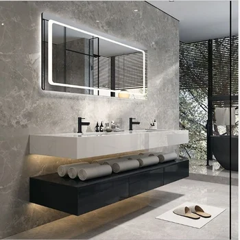 Мебель для ванной комнаты в американском стиле оптом из белого массива дерева, туалетный столик, шкаф для ванной комнаты