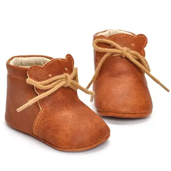Милые кожаные сапоги в форме маленького бурого медведя для Новорожденных Мальчиков и девочек, обувь для кроватки, Кожаные кроссовки на мягкой подошве для малышей