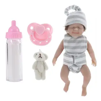 Миниатюрные детские куклы, 6 Дюймов, Миниатюрные детские куклы, Виниловая кукла для новорожденных, Крошечная детская кукла С одеждой и принадлежностями для кормления Для