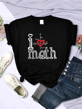 Модные Женские футболки с логотипом I Love Math, уличные топы, летняя футболка в стиле хип-хоп, Повседневная женская одежда с круглым вырезом и коротким рукавом