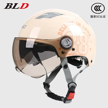Мотоциклетные шлемы для мужчин с двойными линзами, велосипедный автомобиль, скутер, половинный шлем для велоспорта, легкий защитный колпачок для мото-велосипеда, вместительный